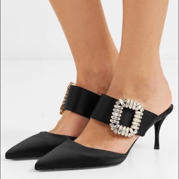 Roger Vivier Shoes - Roger Vivier Satin Buckle Mule Pump heels 37